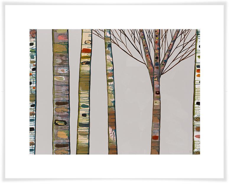 Birch Tree Branches on Light Grey - Paper Giclée Print