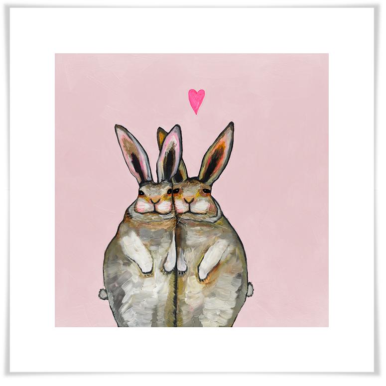 Cuddle Bunnies in Love - Paper Giclée Print