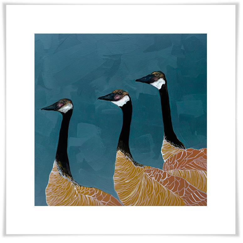 Canadian Geese in Blue - Paper Giclée Print