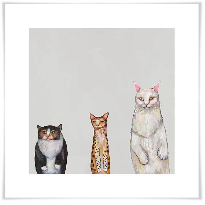 Cat Trio 1 Grey - Paper Giclée Print