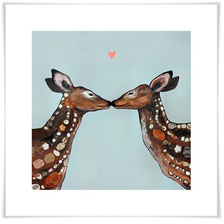 Deer Love Heart - Paper Giclée Print
