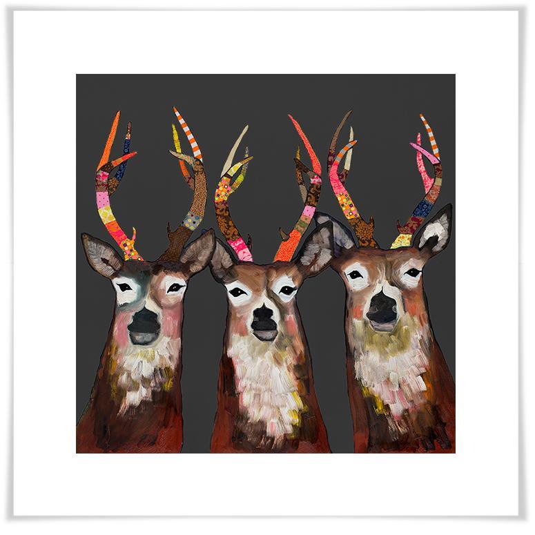 Designer Deer  on Charcoal - Paper Giclée Print