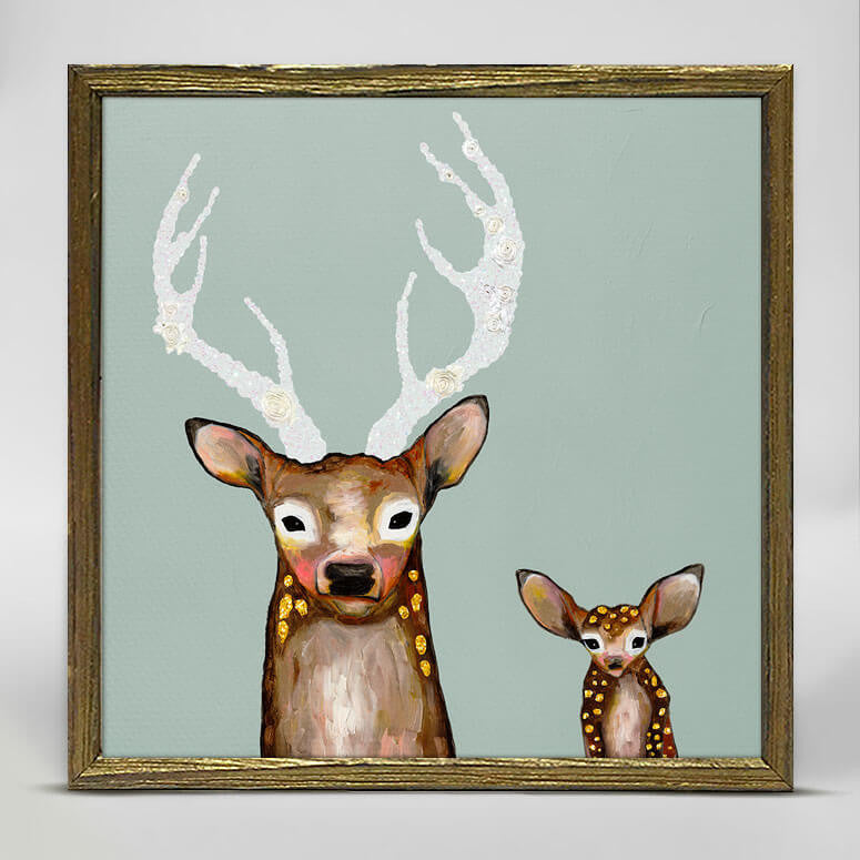 Holiday - Frosted Buck and Baby Embellished Mini Print 6"x6"