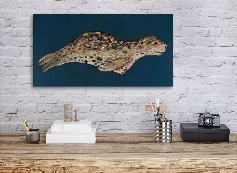 Leopard Seal on Indigo - Canvas Giclée Print