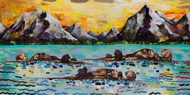 Sea Otters - Canvas Giclée Print