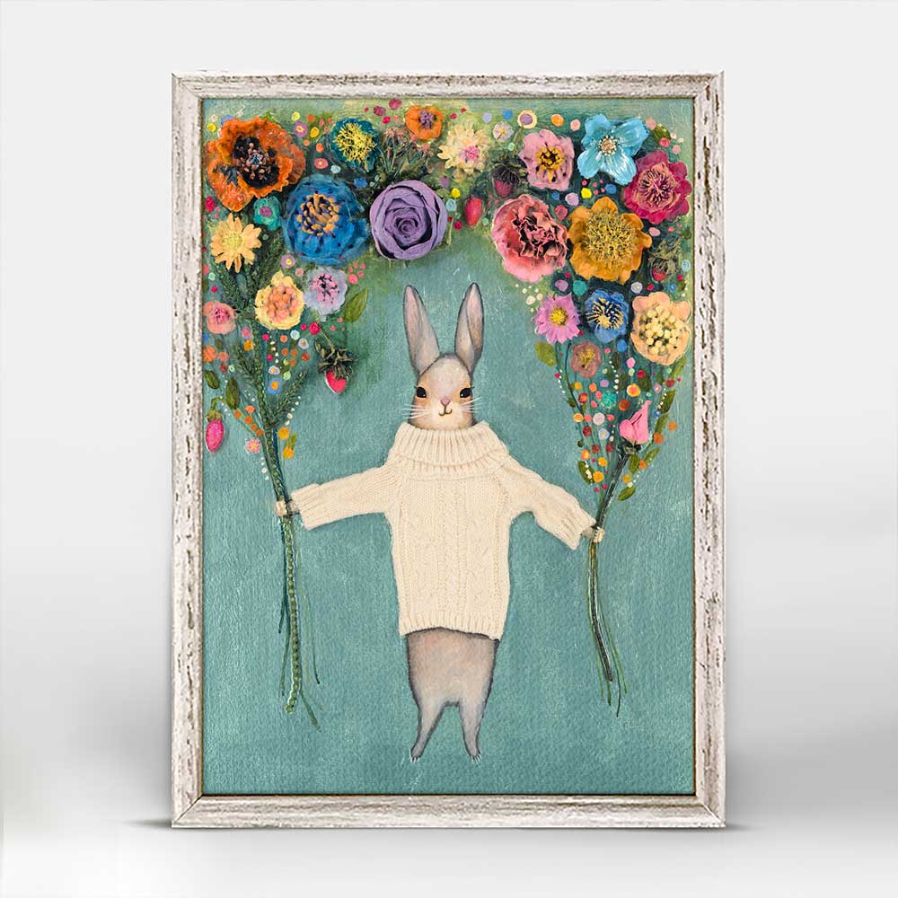 Bunny Bouquet Mini Framed Canvas