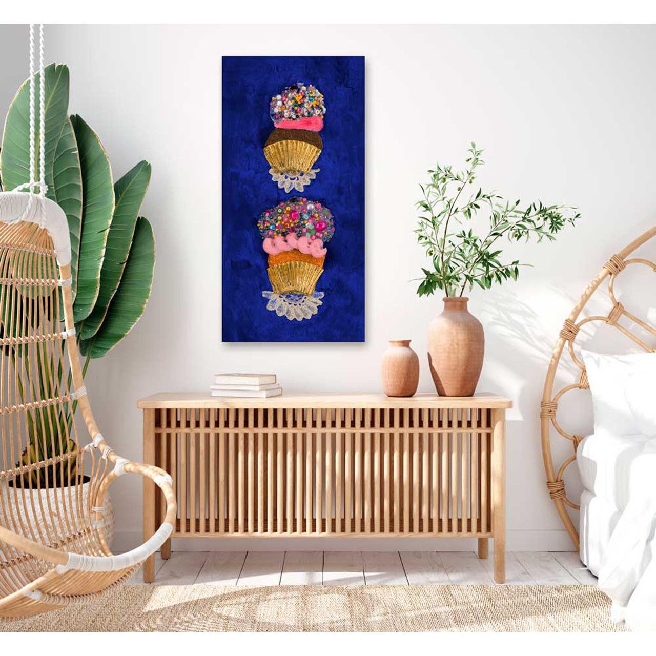 Cupcake Stack Blue- Canvas Giclée Print