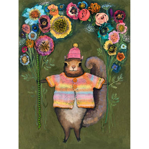 Squirrel Bouquet - Canvas Giclée Print