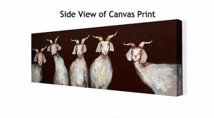 5 Goats on Chocolate - Canvas Giclée Print