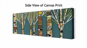 Birch Tree Forest in Teal - Canvas Giclée Print