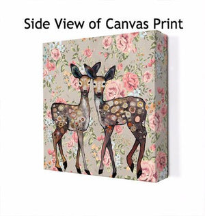 Dancing Deer Floral - Canvas Giclée Print
