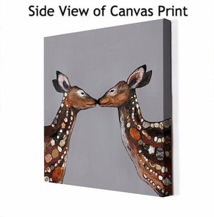 Deer Duo in Deep Gray - Canvas Giclée Print