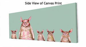 Five Piggies in a Row Mint - Canvas Giclée Print