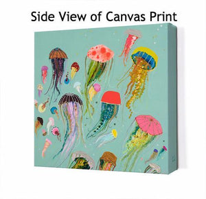 Floating Jellyfish Aqua - Canvas Giclée Print