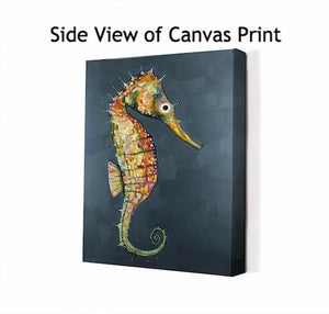 Floating Seahorse in Blue - Canvas Giclée Print