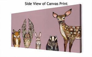 Forest Animals Pink - Canvas Giclée Print