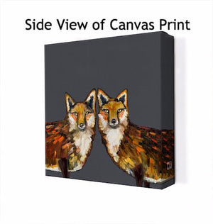 Fox Duo Grey - Canvas Giclée Print