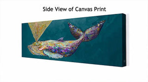 Jeweled Whale Spray in Teal - Canvas Giclée Print