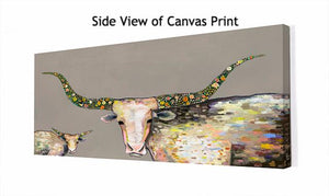 Little Longhorn Baby in Taupe - Canvas Giclée Print