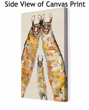 Llama Family on Cream - Canvas Giclée Print