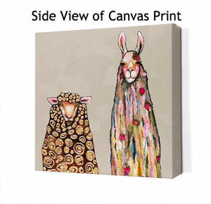 Llama Loves Sheep - Canvas Giclée Print