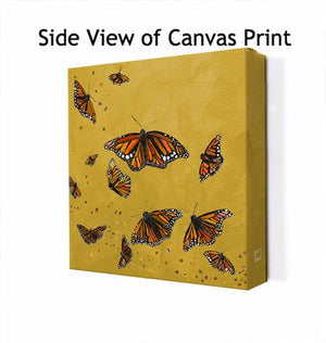 Monarchs in Curry Yellow - Canvas Giclée Print