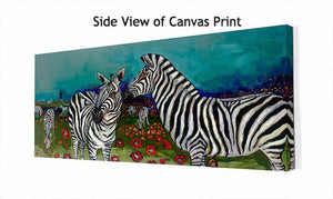 Poppy Field of Zebras - Canvas Giclée Print