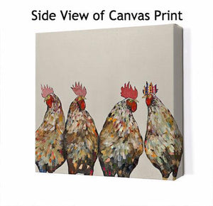 Roosters on Cream - Canvas Giclée Print