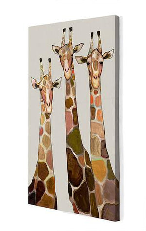 Three Giraffes on Cream - Canvas Giclée Print