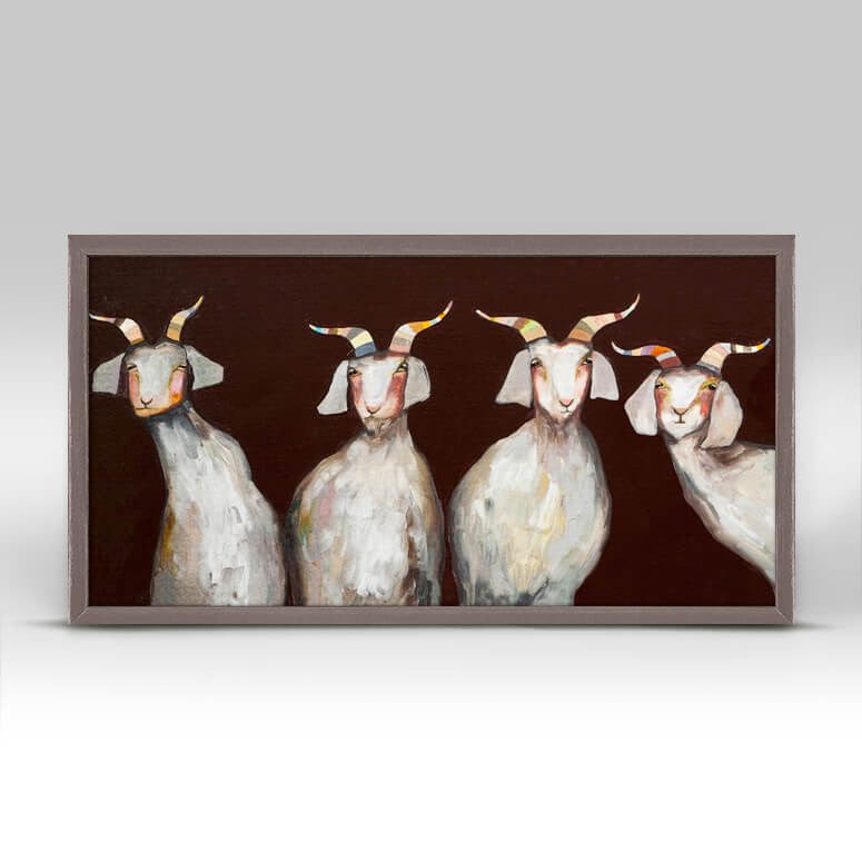 4 Goats on Chocolate Mini Print 10"x5"