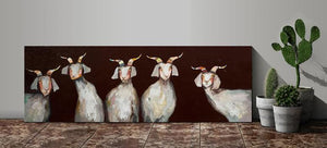 5 Goats on Chocolate - Canvas Giclée Print