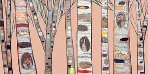 Birch Trees Coral - Canvas Giclée Print