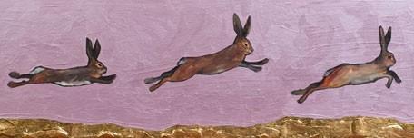 Brown Bunnies Jumping Over Gold Mountains - Canvas Giclée Print