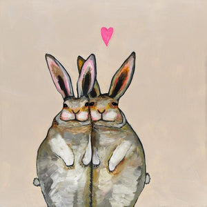 Cuddle Bunnies in Cream - Canvas Giclée Print