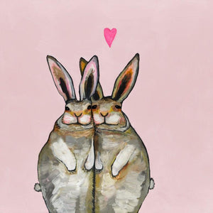 Cuddle Bunnies in Love - Canvas Giclée Print