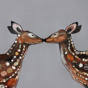 Deer Duo in Deep Gray - Canvas Giclée Print