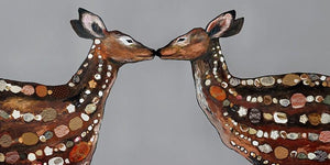 Deer Love on Deep Gray - Canvas Giclée Print