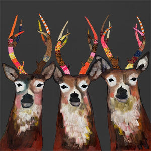 Designer Deer  on Charcoal - Canvas Giclée Print