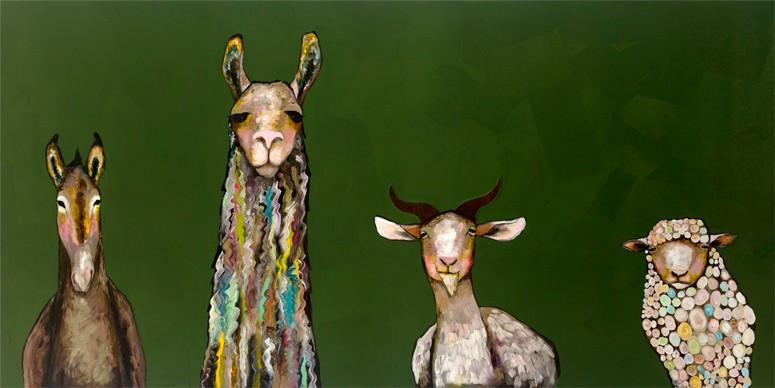 Donkey, Llama, Goat, Sheep - Canvas Giclée Print