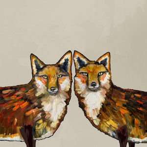Fox Duo Cream - Canvas Giclée Print