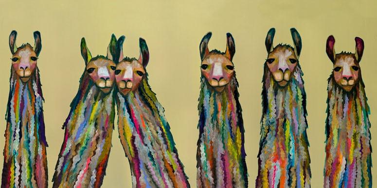 Six Lively Llamas - Canvas Giclée Print