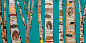 Teal Birch Trees - Canvas Giclée Print