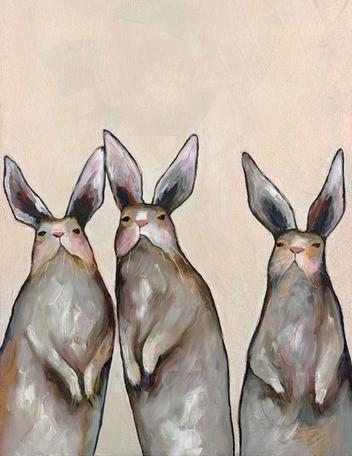 Three Standing Rabbits - Canvas Giclée Print