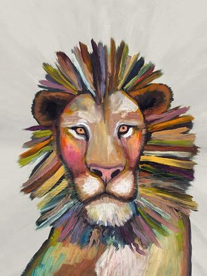 Wild Lion on Cream - Canvas Giclée Print