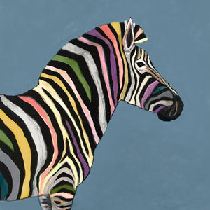 Wild Zebra on Blue - Canvas Giclée Print