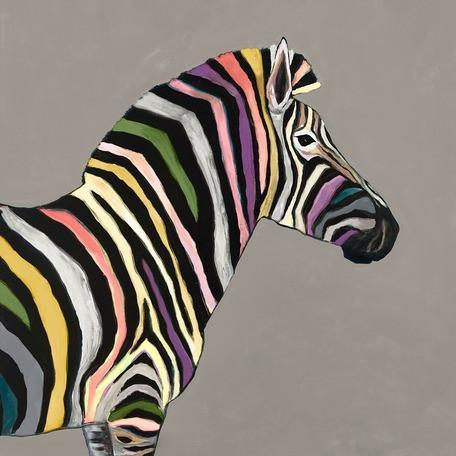 Wild Zebra on Taupe - Canvas Giclée Print