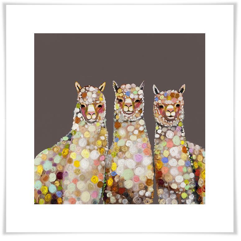 Alpaca Trio in Pewter - Paper Giclée Print