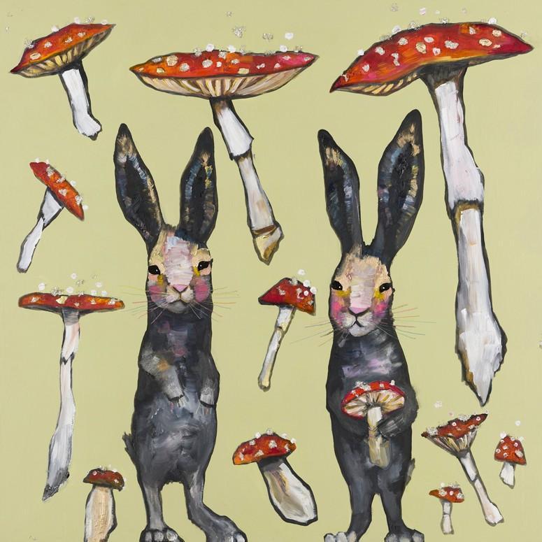 Amanita Muscaria Mushrooms in Putty - Canvas Giclée Print