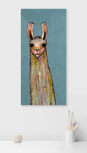 Baby Llama on Blue - Canvas Giclée Print