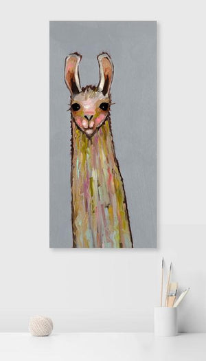 Baby Llama on Grey - Canvas Giclée Print